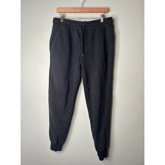 Puma Black Fleece Cotton Blend Joggers Sweatpants Men's Size Large L - Picture 1 of 8